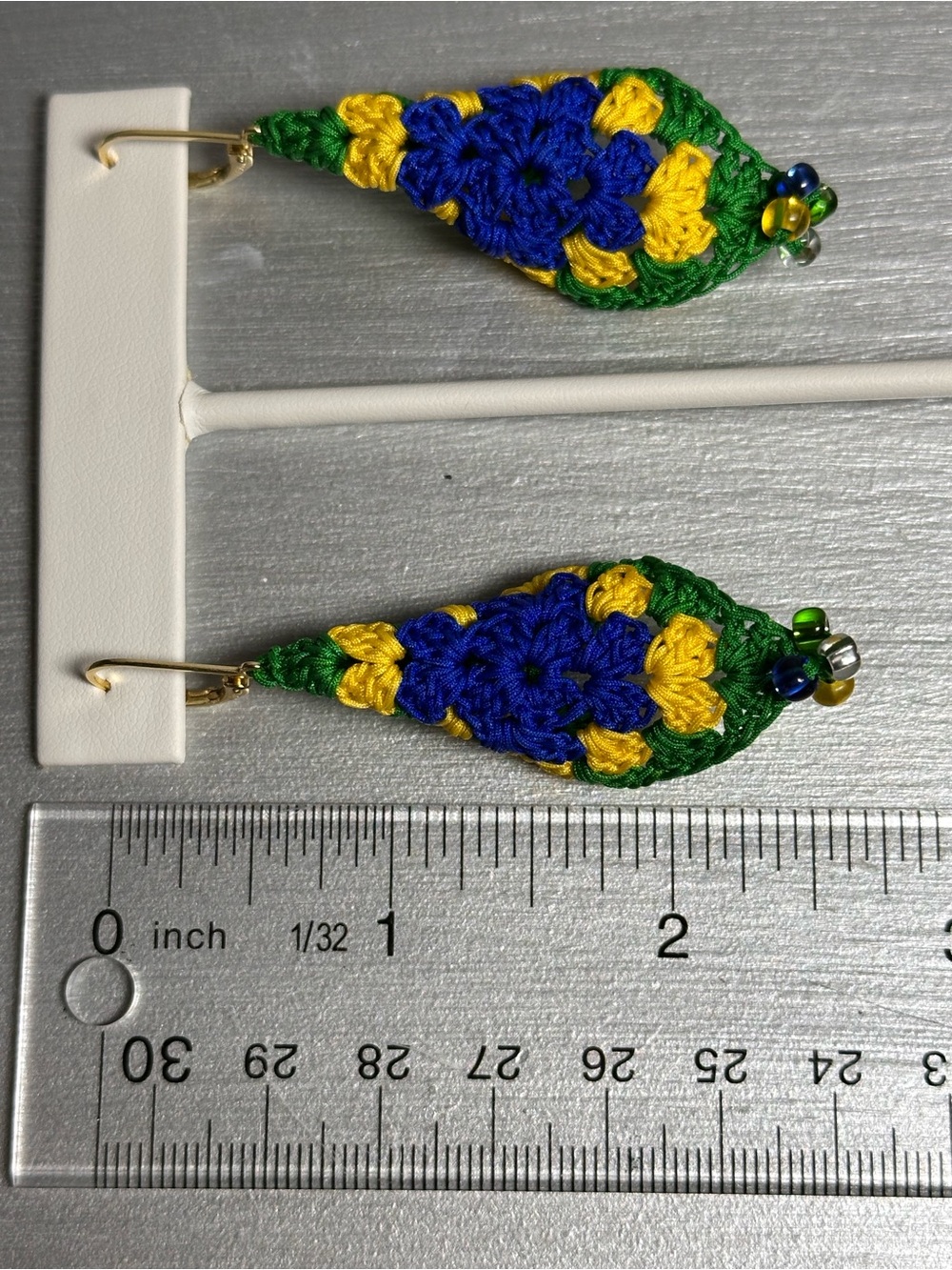 Handmade Crochet Brazil Earrings - Picture 3 of 3